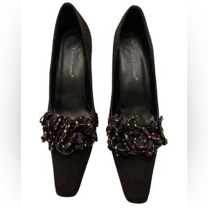 Pierre Dumas Black Micro Suede Heels